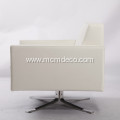 White Kennedee Rotatanle Leather Armchair